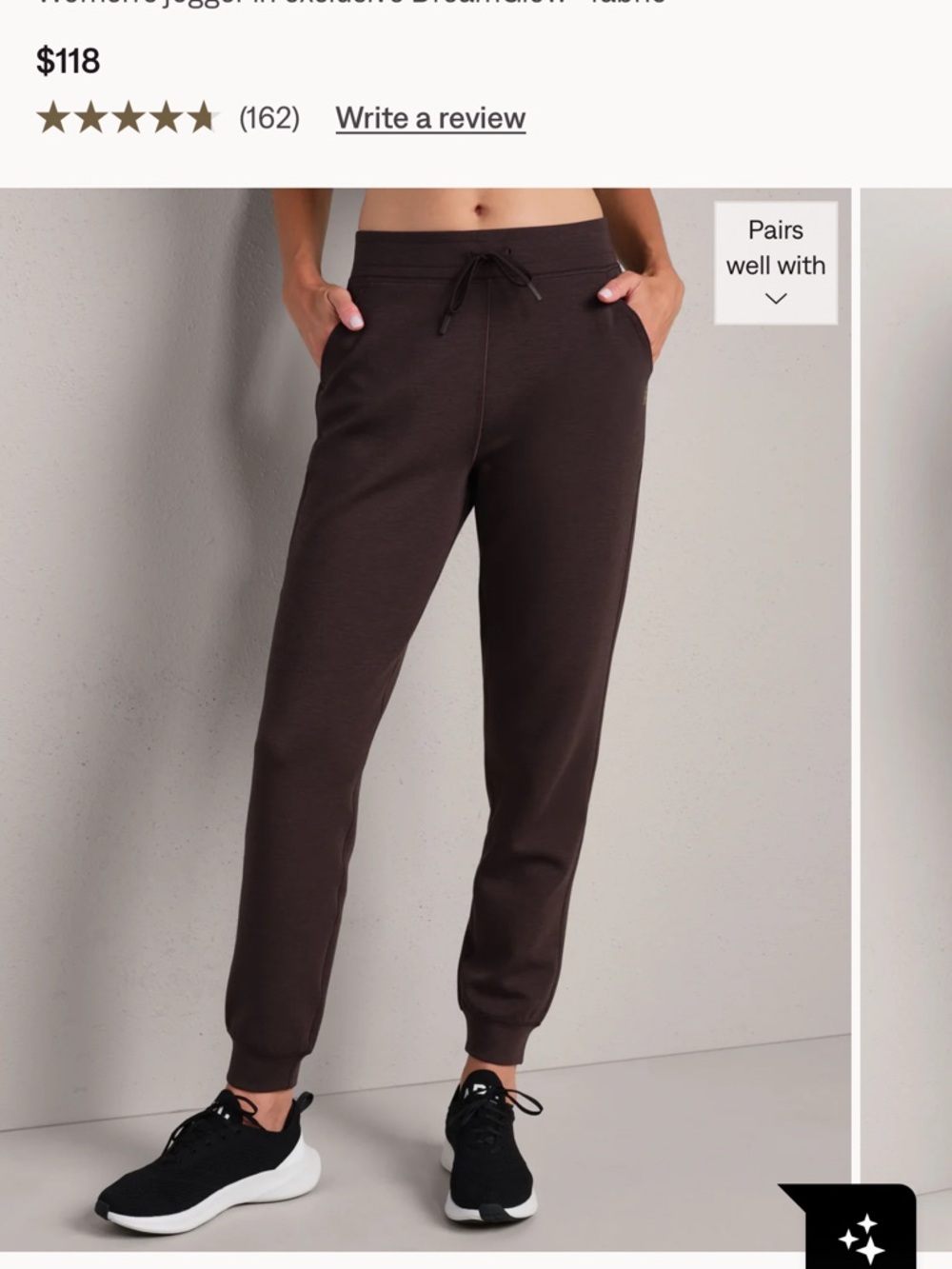 RHONE Women's Brown Slim Track Joggers - Picture 2 of 2